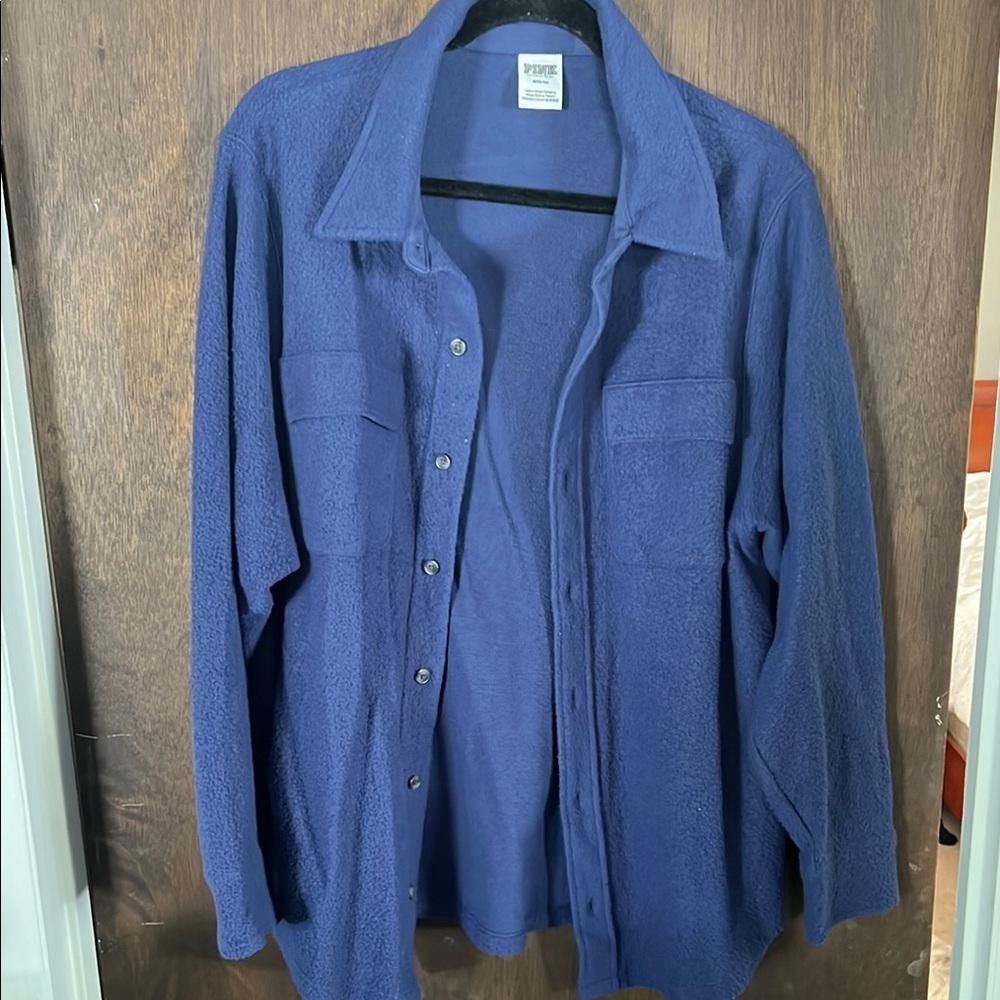 Pink brand, Shacket, size Medium. Color is navy.